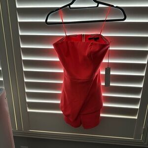 JAYGODFREY Vibrant Coral Strapless Dress/romper